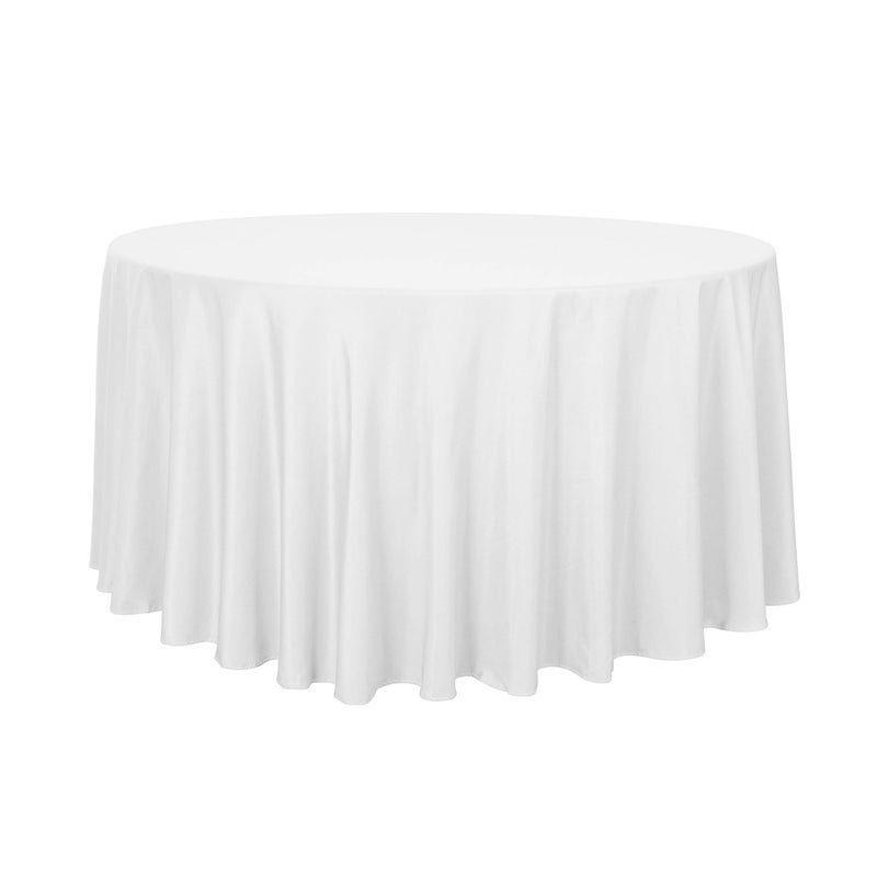 sancua Round Tablecloth - 108 Inch - Water Resistant Spill Proof Washable Polyester Table Cloth Decorative Fabric Table Cover for Dining Tables  Buffet Parties and Camping  White - Image 1